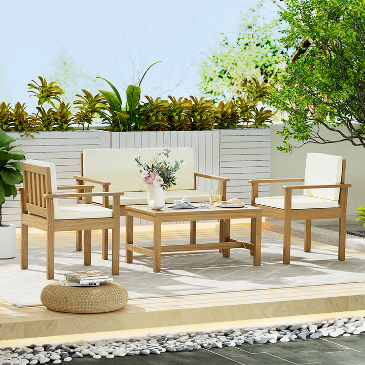 Gardeon 4-Piece Outdoor Sofa Set Wooden Couch Lounge Setting - VogueDecor.au