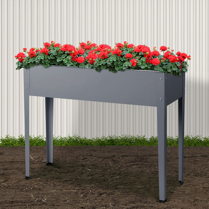 Green Fingers Garden Bed Elevated 100X80X30cm Planter Box Container Galvanised - VogueDecor.au