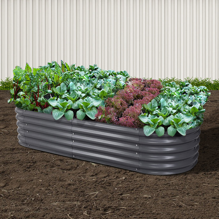 Green Fingers Garden Bed 160X80X42cm Oval Planter Box Raised Container Galvanised - VogueDecor.au