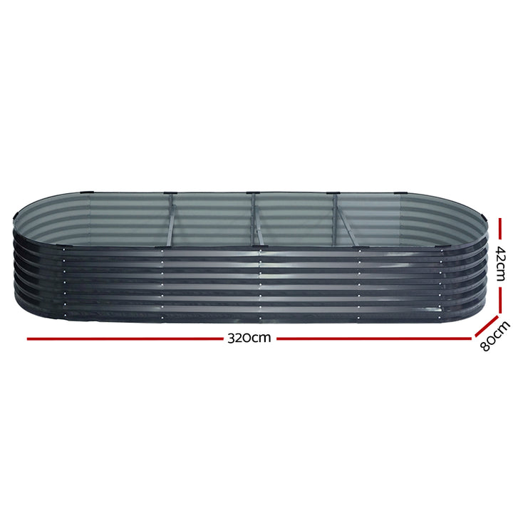 Green Fingers Garden Bed 320X80X42cm Oval Planter Box Raised Container Galvanised - VogueDecor.au