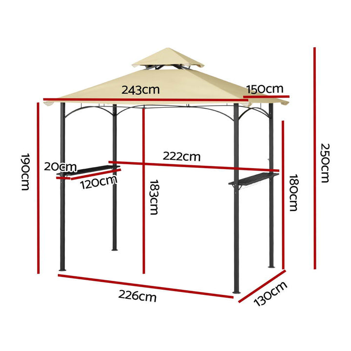 Instahut Gazebo Outdoor Patio Marquee BBQ Grill Shelter Garden Shade Hooks Beige - VogueDecor.au