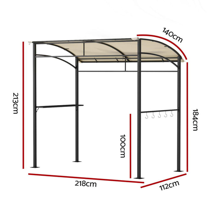 Instahut Gazebo Outdoor BBQ Grill Patio Garden Marquee Shade Shelter Shelf Hooks Beige - VogueDecor.au