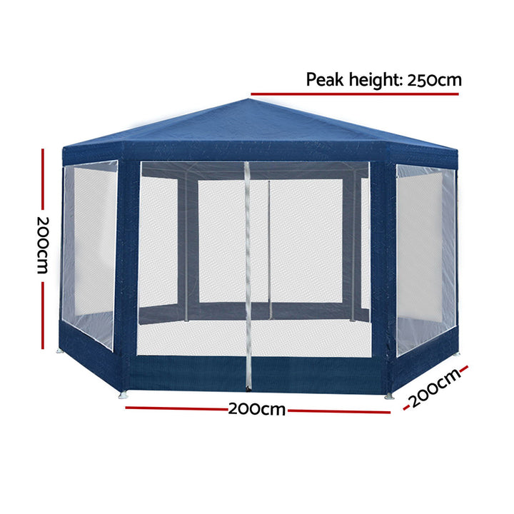 Instahut Gazebo?2x2m Marquee Wedding Party Tent Outdoor Camping Mesh Wall Canopy Shade Gazebos Navy - VogueDecor.au