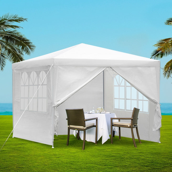 Instahut Gazebo 3x3m Marquee Wedding Party Tent Outdoor Camping Side Wall Canopy Window Panel White - VogueDecor.au