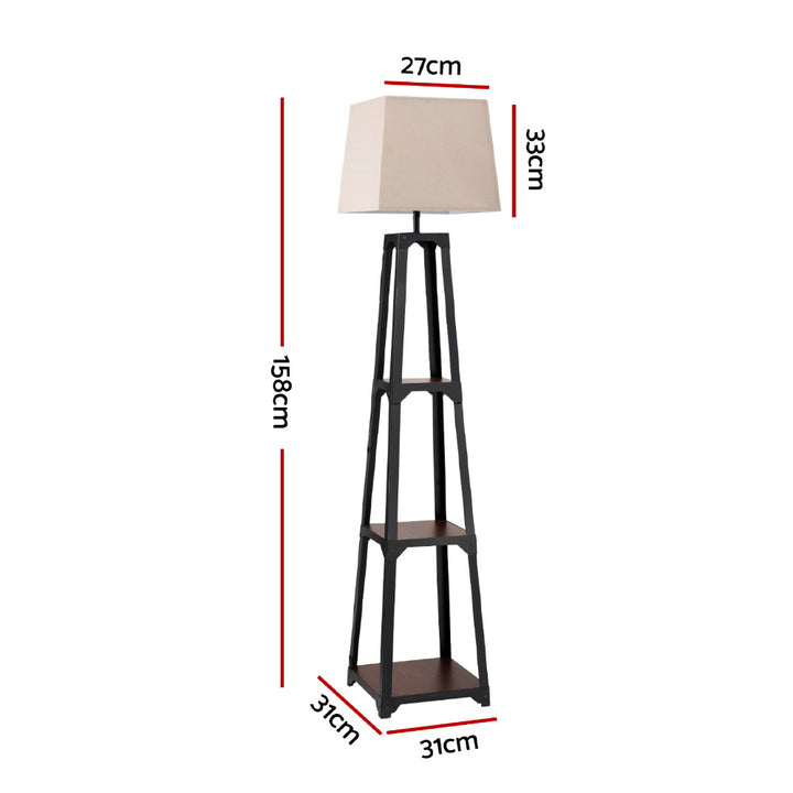 Artiss Floor Lamp 3 Tier Shelf Storage LED Light Stand Home Room Vintage White - VogueDecor.au
