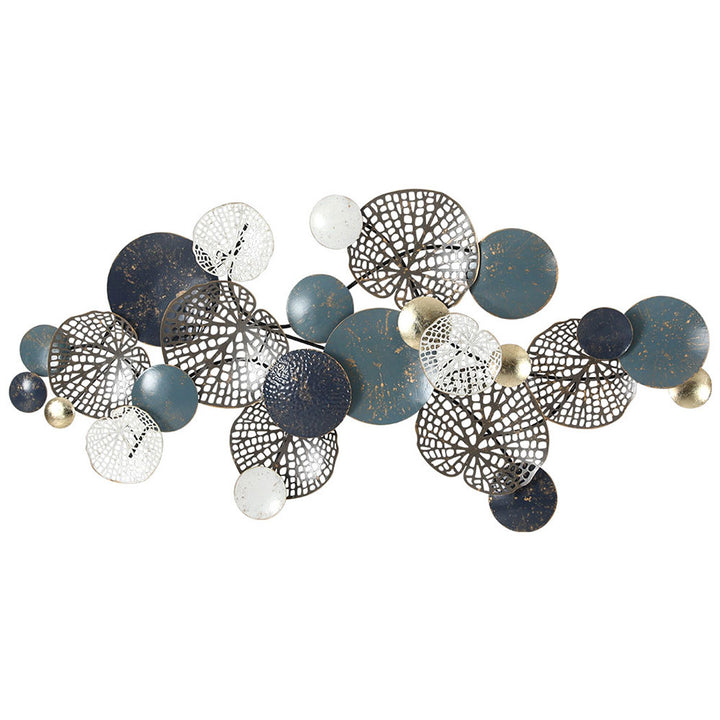 Artiss Metal Wall Art Hanging Sculpture 132cm Home Decor Leaf Circles Blue - VogueDecor.au