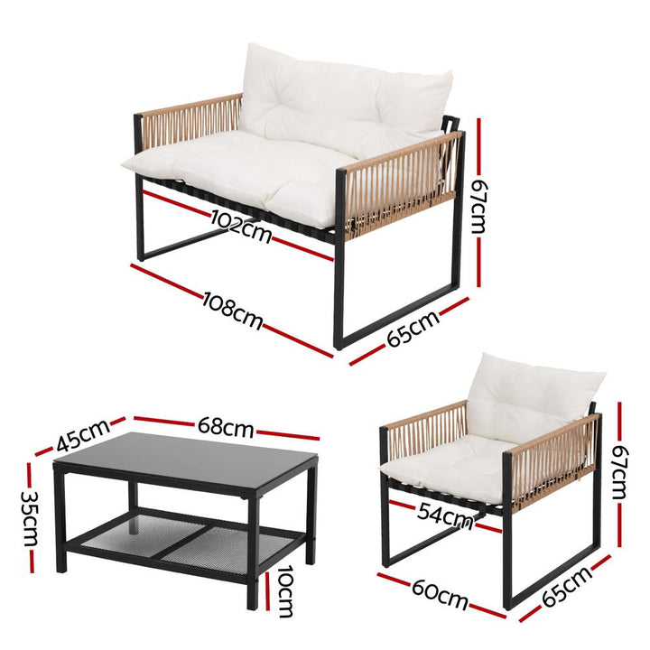 Gardeon 4 Seater Outdoor Sofa Set 4PCS Table Chair Set Garden Patio Furniture - VogueDecor.au