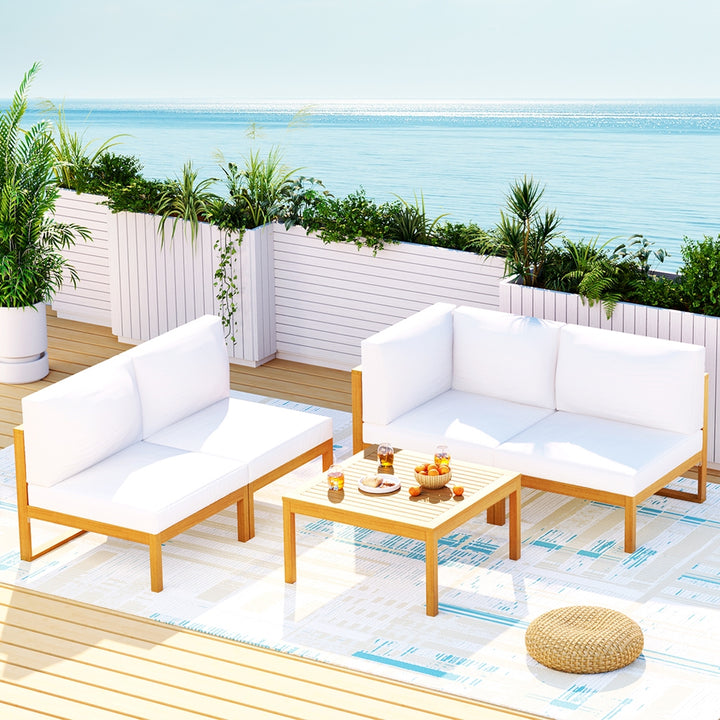 Gardeon 4-Seater Outdoor Sofa Set Wooden Lounge Setting 5PCS - VogueDecor.au
