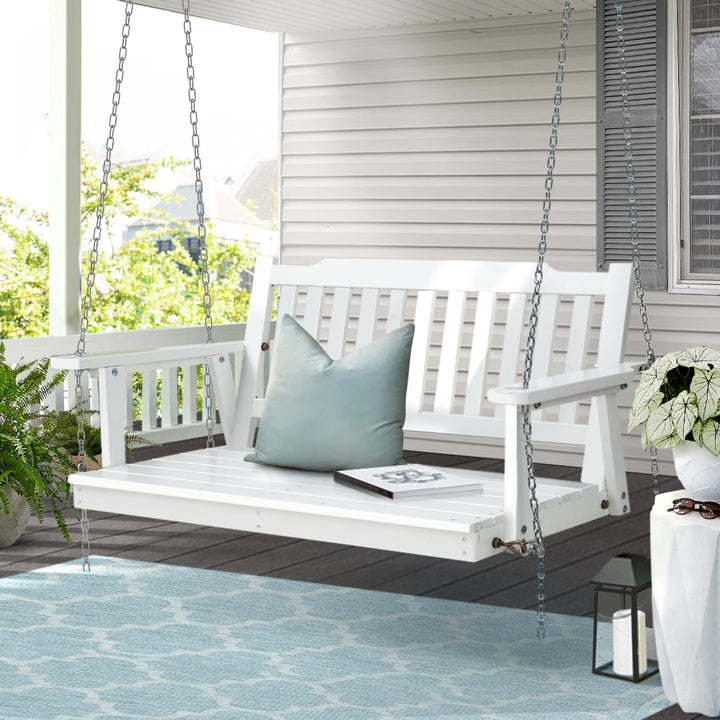 Gardeon Porch Swing Chair with Chain Garden Chair Outdoor Furniture Wooden White - VogueDecor.au
