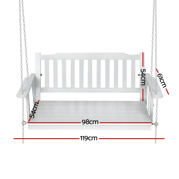 Gardeon Porch Swing Chair with Chain Garden Chair Outdoor Furniture Wooden White - VogueDecor.au