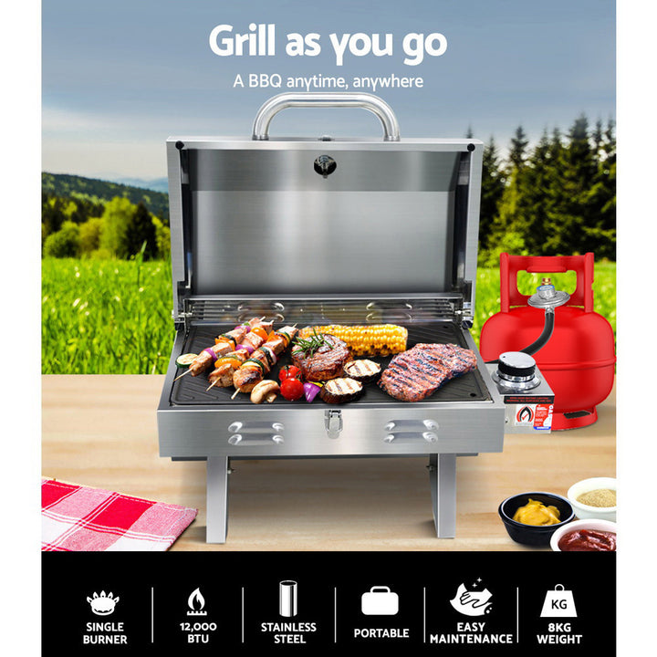 Grillz Portable Gas BBQ Grill with Double Sided Plate - VogueDecor.au