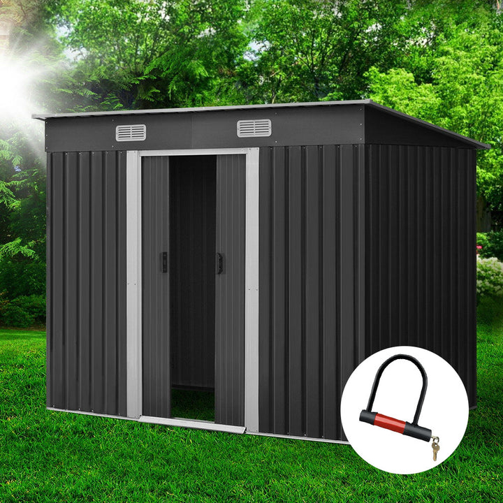 Giantz Garden Shed 2.38x1.31M Sheds Outdoor Storage Tool Metal Workshop Shelter Sliding Door - VogueDecor.au