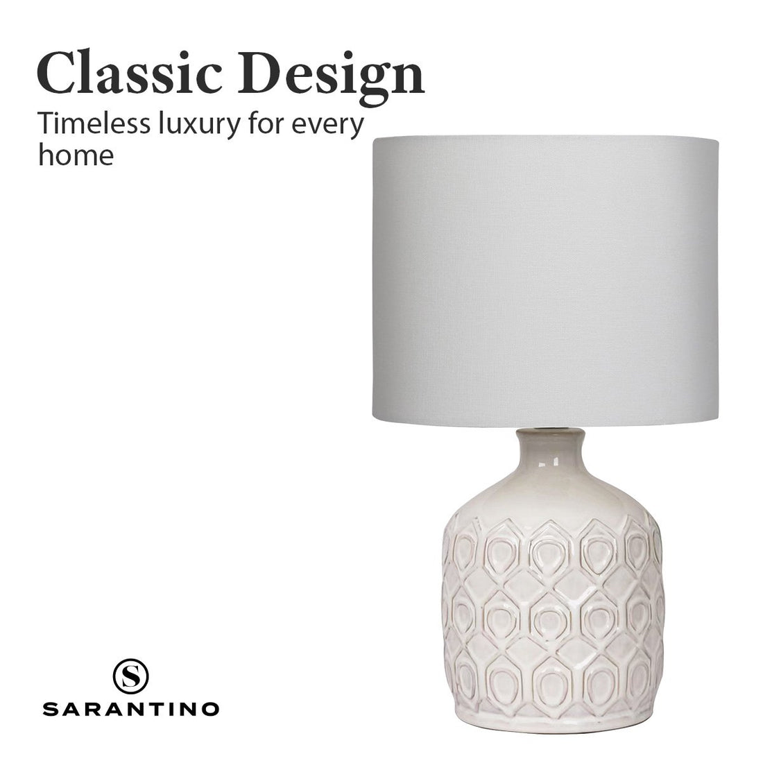 Sarantino Ceramic Table Lamp In Cream - VogueDecor.au