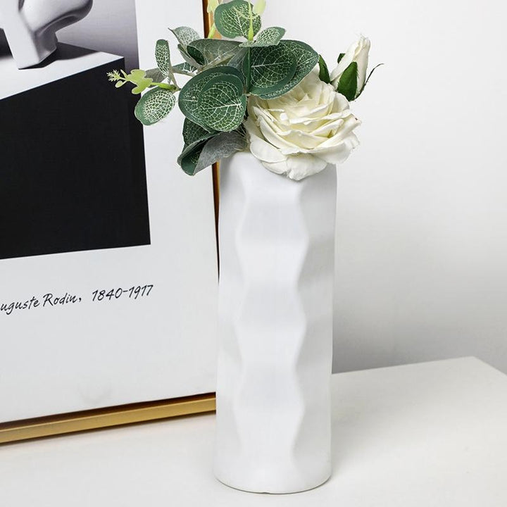 Wave Drop-proof Imitation Porcelain Vase - Simple Home Decor - White - VogueDecor.au