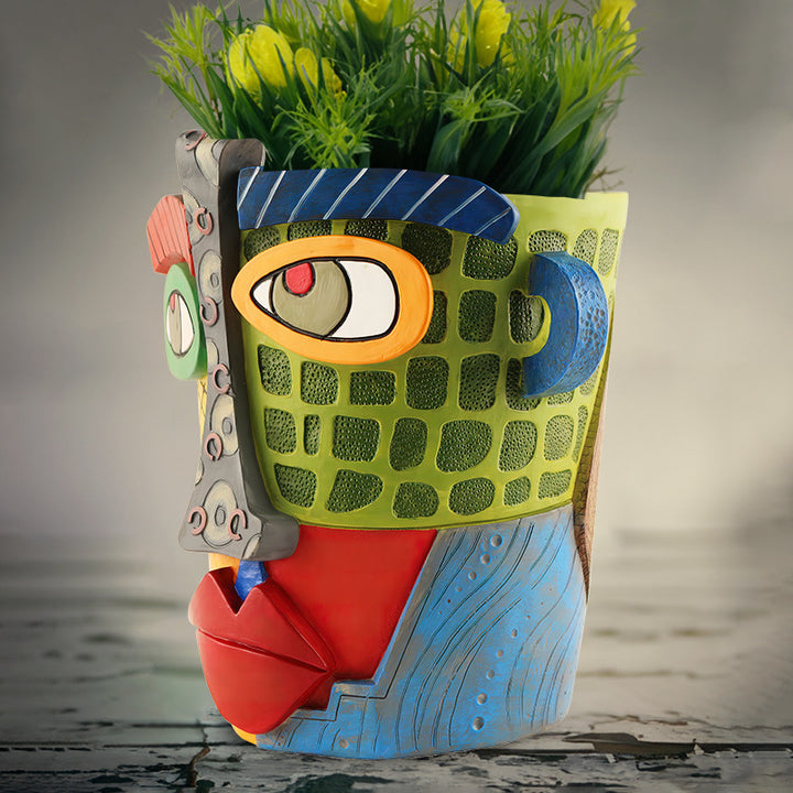 Abstract Face Planter Pot - Artistic Resin Decor for Succulents & Plants (Colorful models - 18.5*18*15CM) - VogueDecor.au