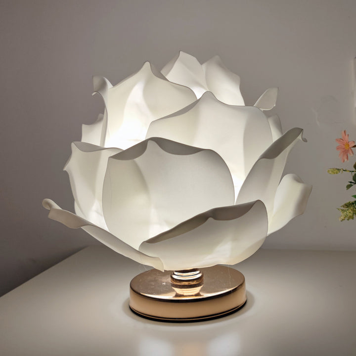 White Elegant Lotus Flower Table Lamp - Decorative Bedside Night Light for Bedroom Ambiance - VogueDecor.au