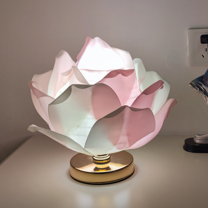 Pink and White Elegant Lotus Flower Table Lamp - Decorative Bedside Night Light for Bedroom Ambiance - VogueDecor.au