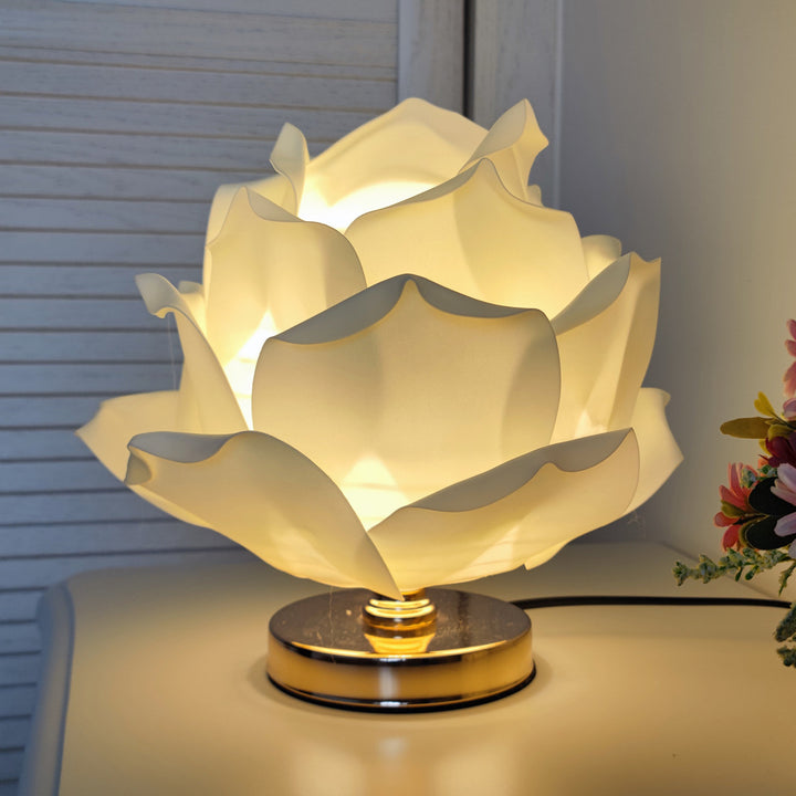 Champagne Elegant Lotus Flower Table Lamp - Decorative Bedside Night Light for Bedroom Ambiance - VogueDecor.au