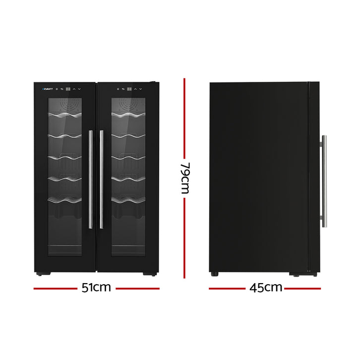 Devanti Wine Fridge Cooler Dual Zone 24 Bottles - VogueDecor.au