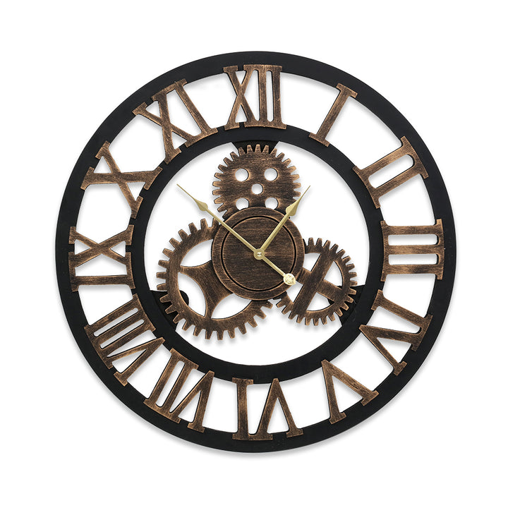 Artiss 80cm Wall Clock Large Retro Roman Numerals Brown - VogueDecor.au