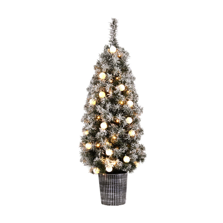 Jingle Jollys Christmas Tree 1.2M Potted Snowy Xmas Tree - VogueDecor.au
