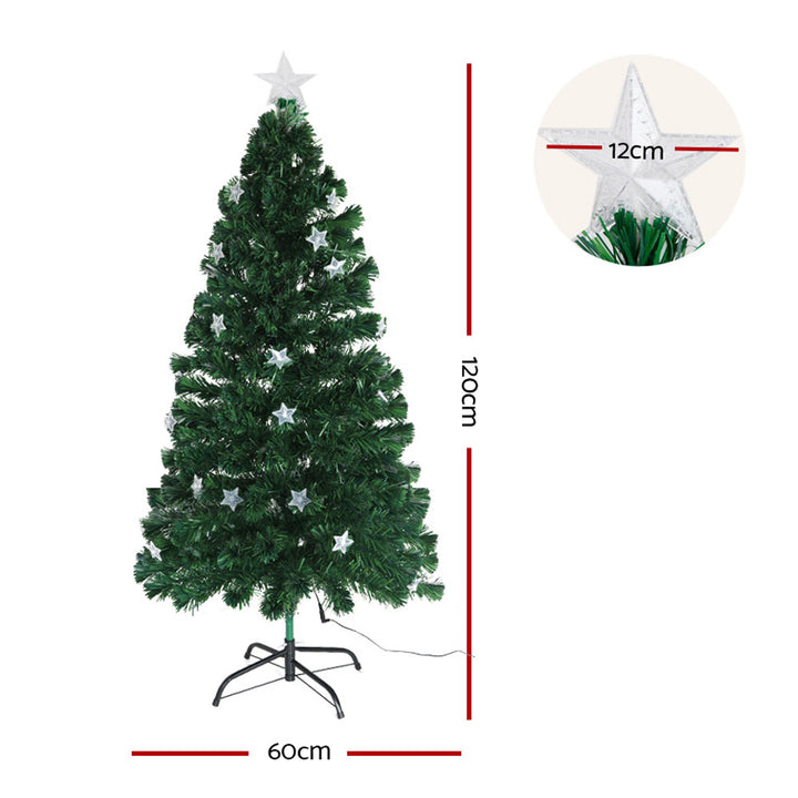 Jingle Jollys 1.2m Christmas Tree Optic Fibre LED Xmas tree Multi Colour - VogueDecor.au
