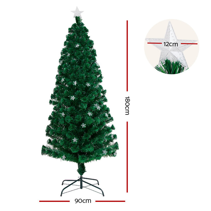 Jingle Jollys 1.8m Christmas Tree Optic Fibre LED Xmas tree Multi Colour - VogueDecor.au