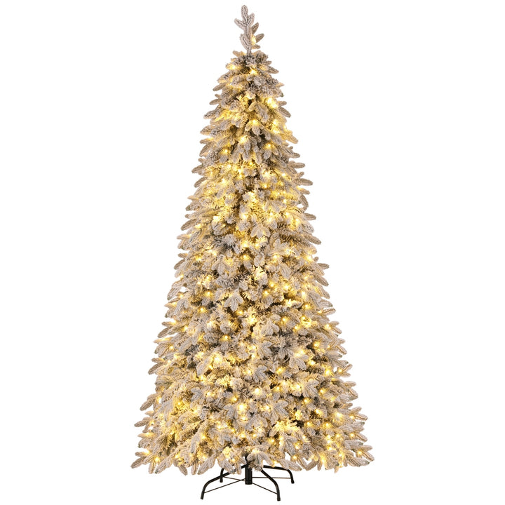 Jingle Jollys Christmas Tree 2.1m Flocking Pencil Tree LED Xmas 860 Tips White - VogueDecor.au