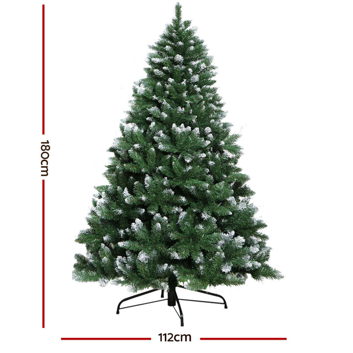 Jingle Jollys Christmas Tree 1.8m Snowy Xmas Tree Decoration 650 Tips - VogueDecor.au
