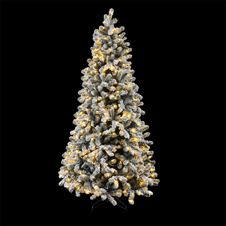 Jingle Jollys Christmas Tree 1.8m Snow Flocked LED Xmas Decoration 8 Light Modes - VogueDecor.au