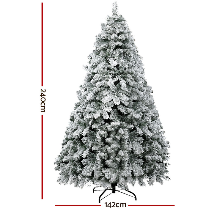 Jingle Jollys Christmas Tree 2.4m Snow Flocked Xmas Tree Decorations 1165 Tips - VogueDecor.au