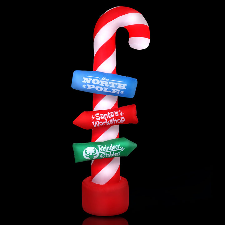 Jingle Jollys Christmas Inflatable Candy Pole 2.4M Illuminated Decorations - VogueDecor.au