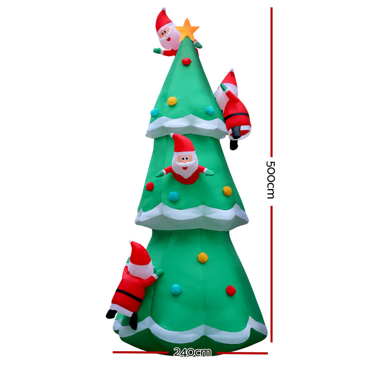 Jingle Jollys Christmas Inflatable Santa Tree 5M Illuminated Decorations - VogueDecor.au