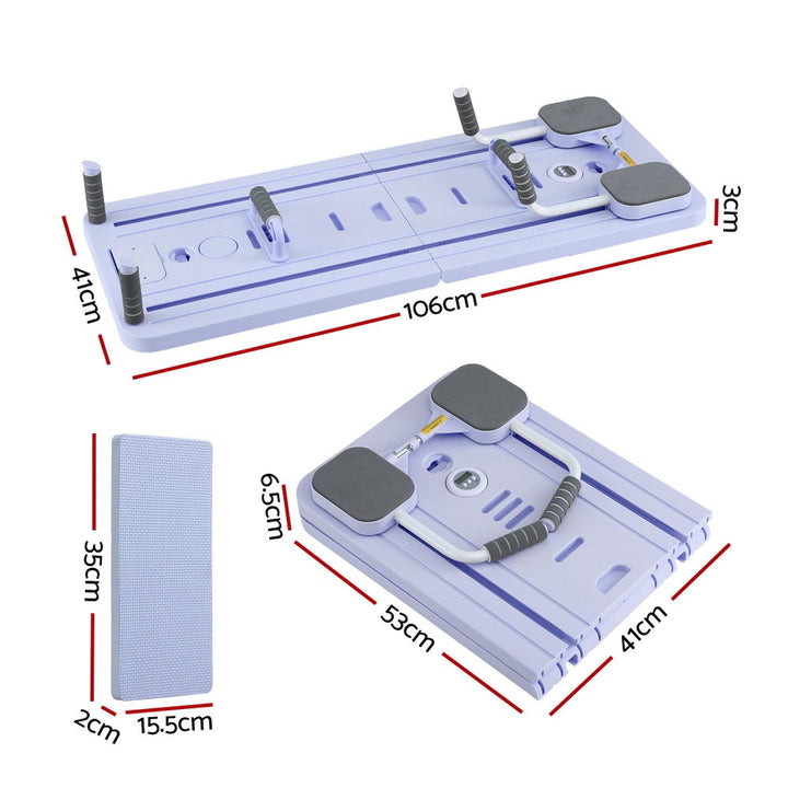 Everfit Pilates Reformer Abdominal Exercise Board Push Up Set Fitness Purple