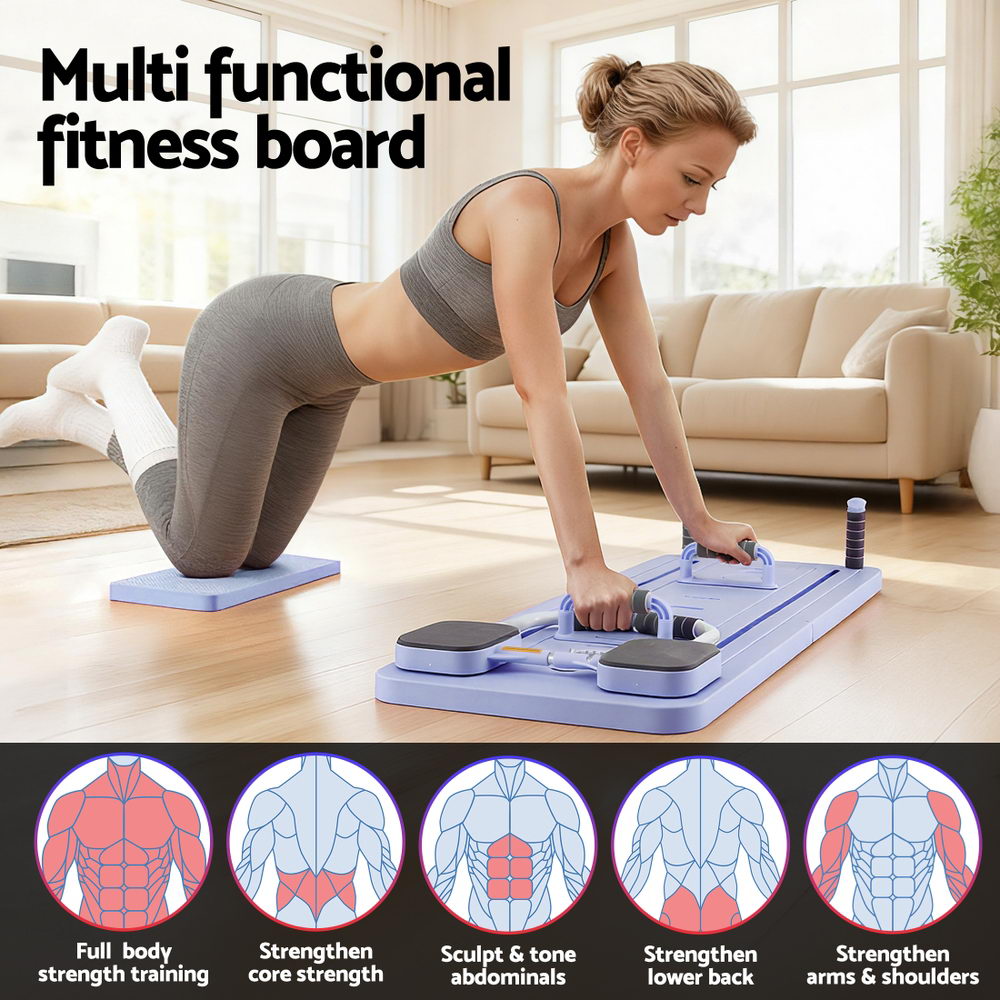 Everfit Pilates Reformer Abdominal Exercise Board Push Up Set Fitness Purple