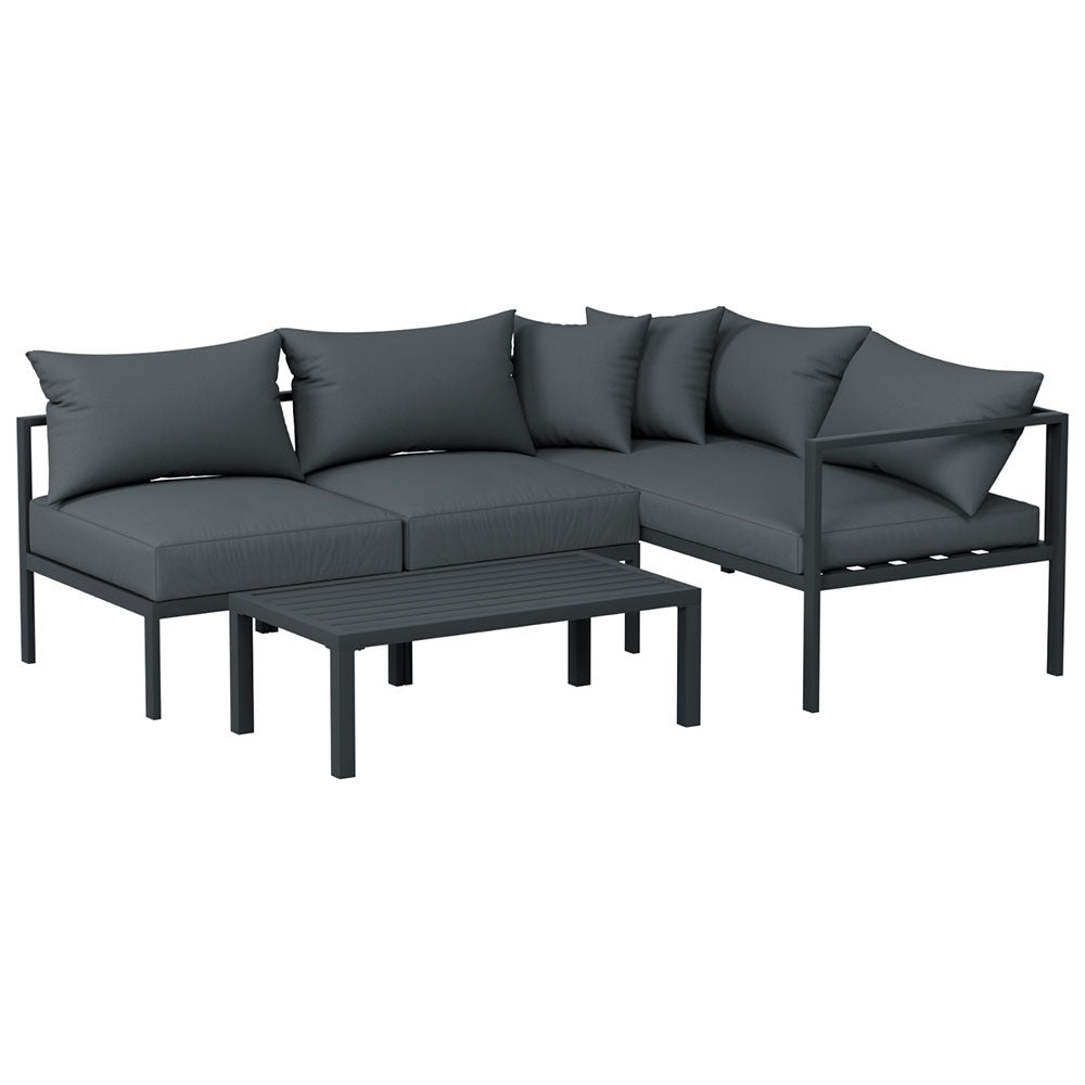 Gardeon 4 Seater Outdoor Sofa Set Aluminium Patio Furniture Setting 4PC Charcoal - VogueDecor.au