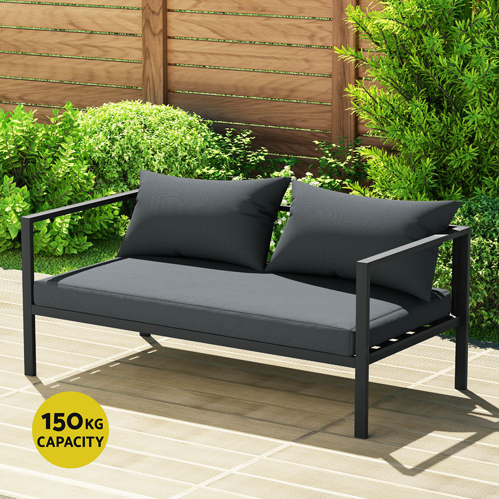 Gardeon 4 Seater Outdoor Sofa Set Aluminium Patio Furniture Setting 4PC Charcoal - VogueDecor.au