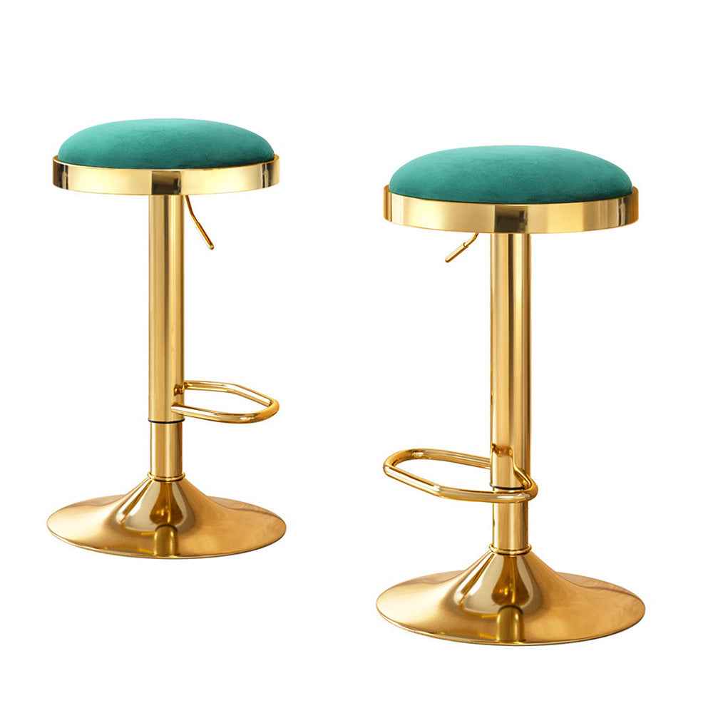 2x Artiss Bar Stools Kitchen Dining Chairs Velvet Padded Stool Green - VogueDecor.au
