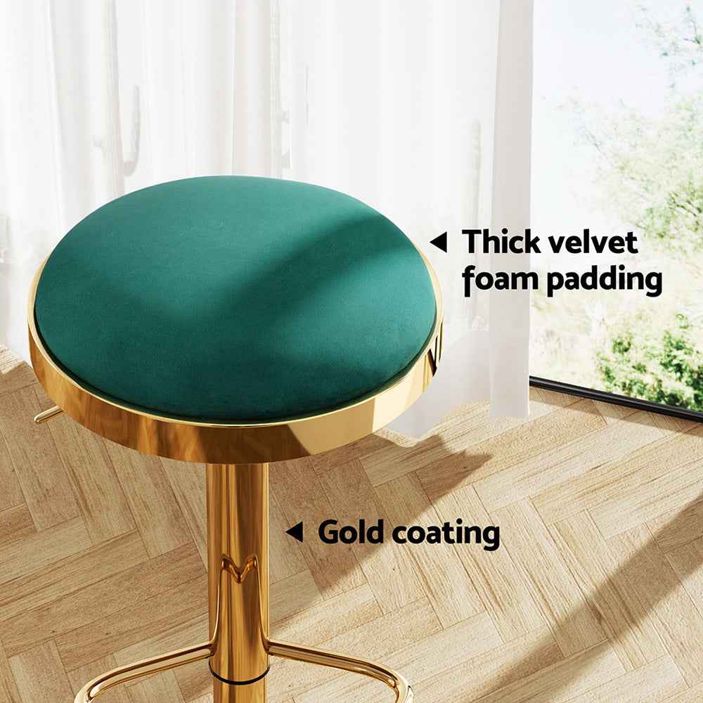 4x Artiss Bar Stools Kitchen Dining Chairs Velvet Padded Stool Green - VogueDecor.au