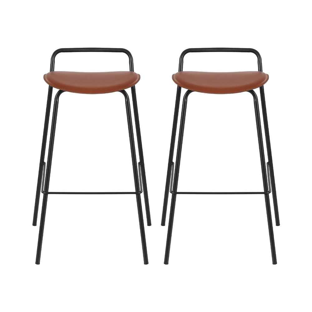2x Artiss Bar Stools Kitchen Counter Stools Metal Brown