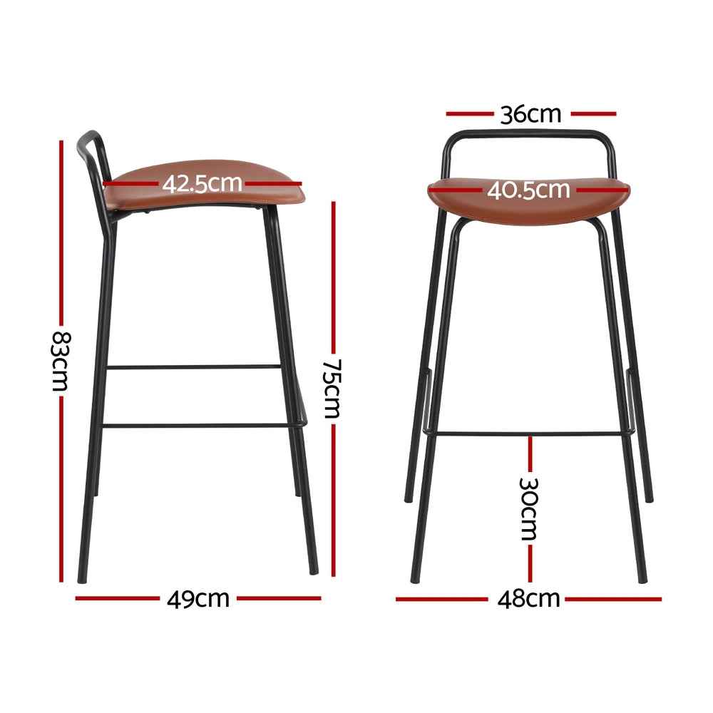 4x Artiss Bar Stools Kitchen Counter Dining Chair Metal Brown - VogueDecor.au