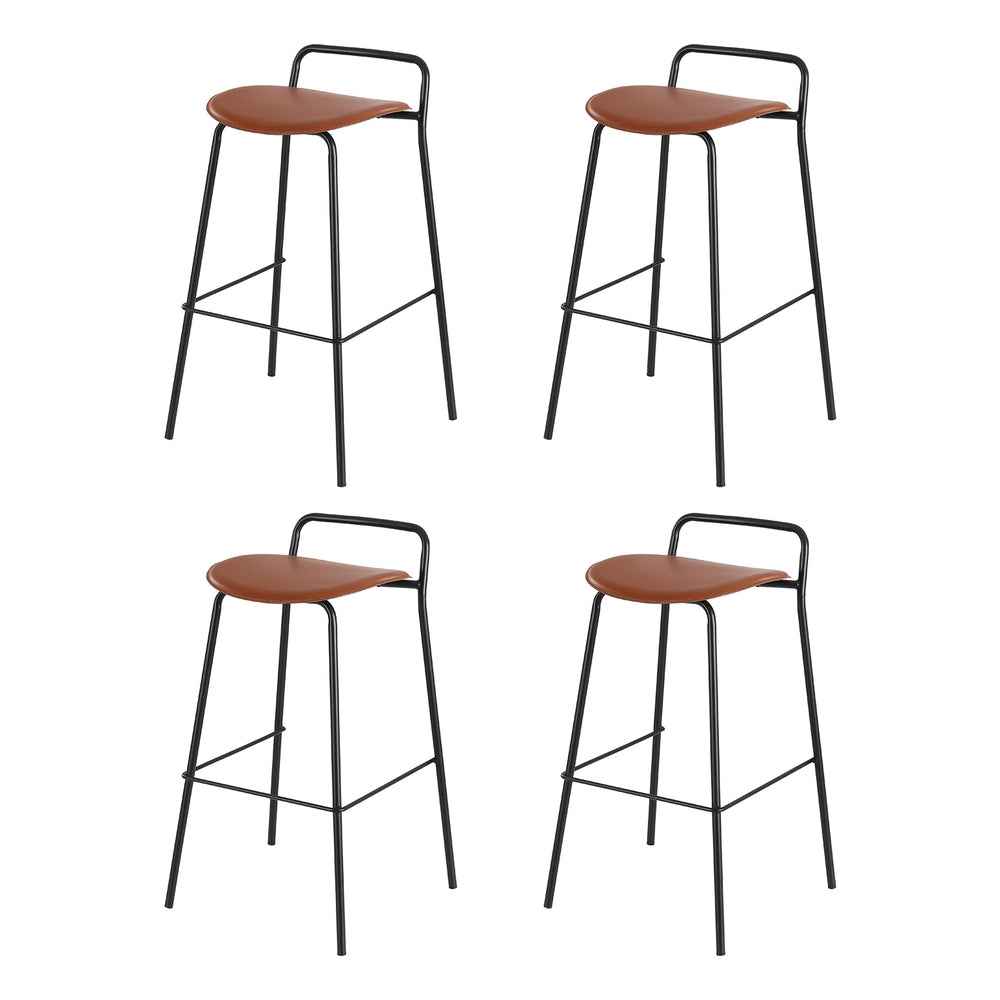 4x Artiss Bar Stools Kitchen Counter Dining Chair Metal Brown - VogueDecor.au