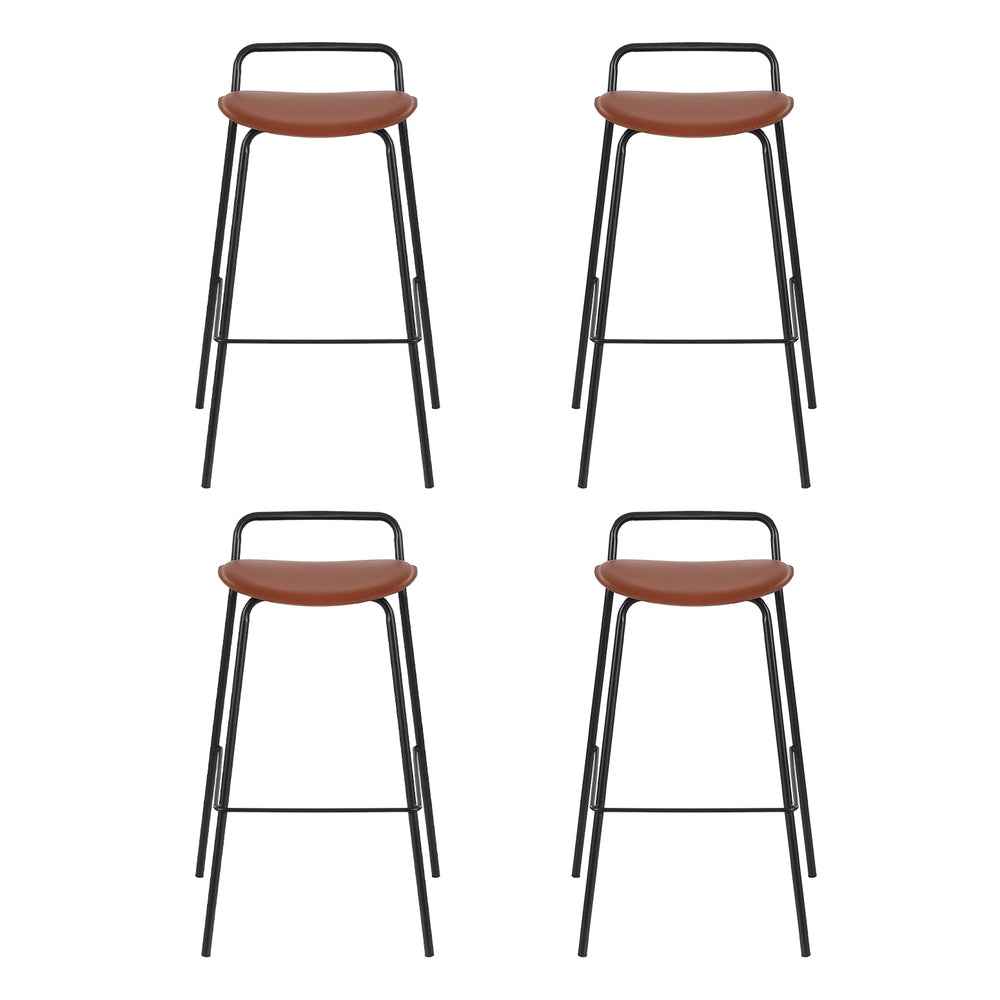 4x Artiss Bar Stools Kitchen Counter Dining Chair Metal Brown - VogueDecor.au