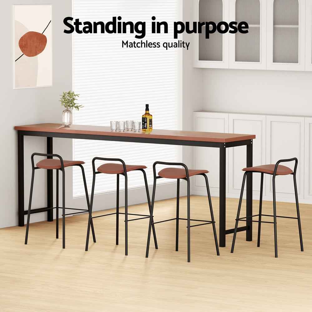 4x Artiss Bar Stools Kitchen Counter Dining Chair Metal Brown - VogueDecor.au