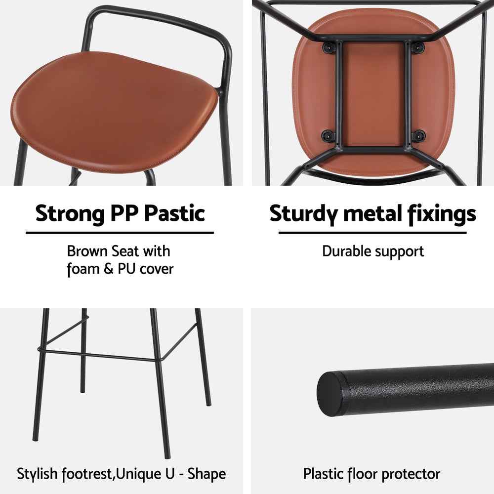 4x Artiss Bar Stools Kitchen Counter Dining Chair Metal Brown - VogueDecor.au