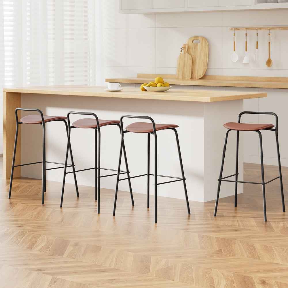 4x Artiss Bar Stools Kitchen Counter Dining Chair Metal Brown - VogueDecor.au