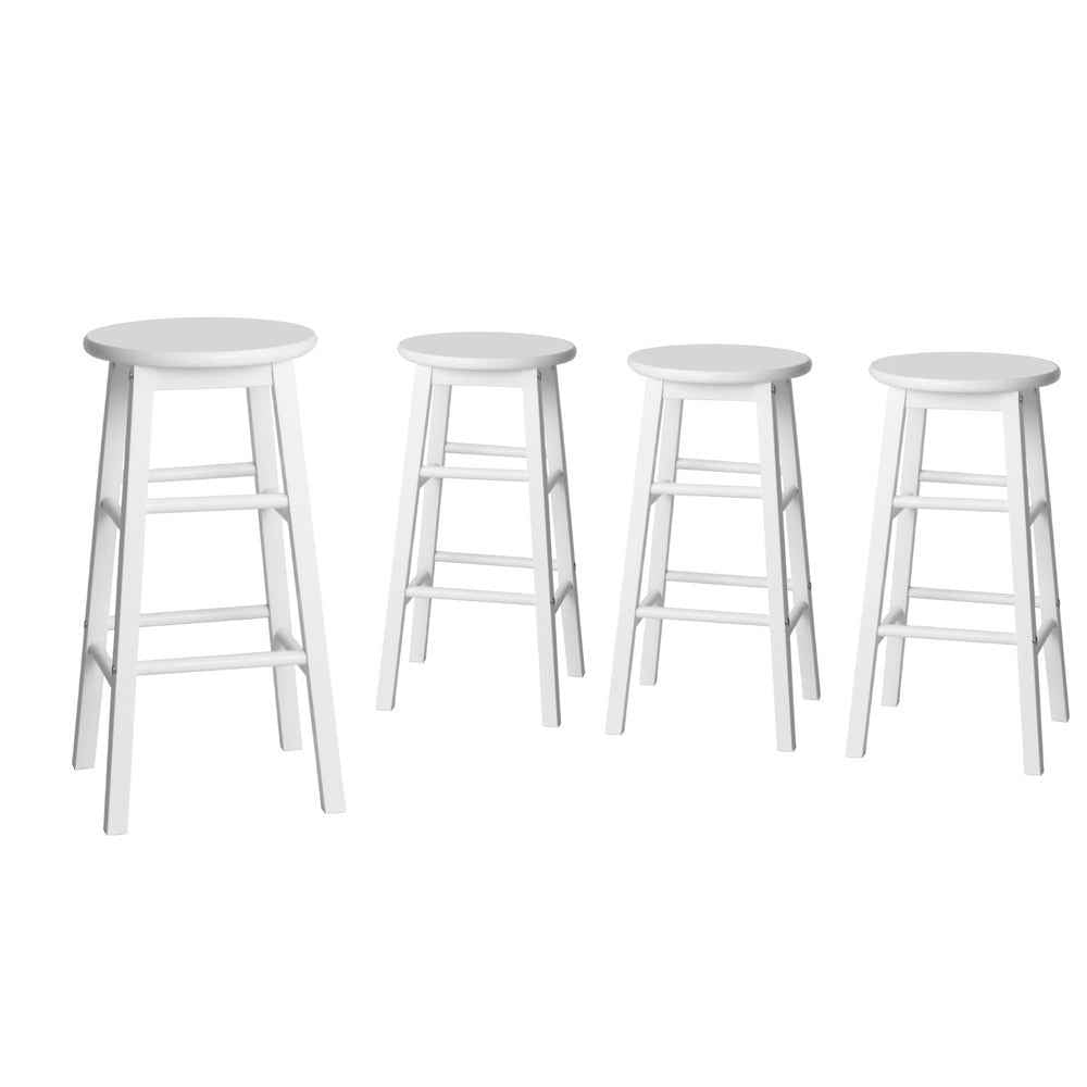 Artiss 4x Bar Stools Round Chairs Wooden White