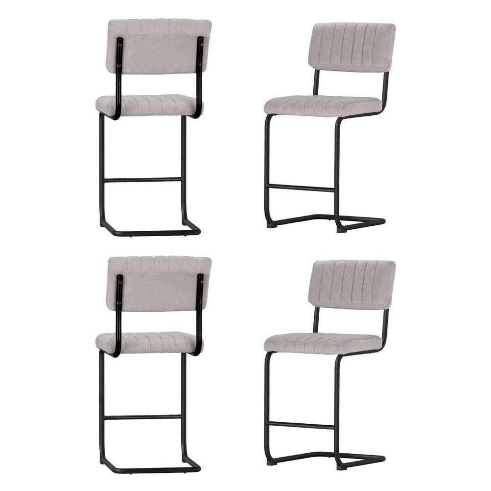 Artiss 4x Bar Stools Velvet Chairs Grey - VogueDecor.au