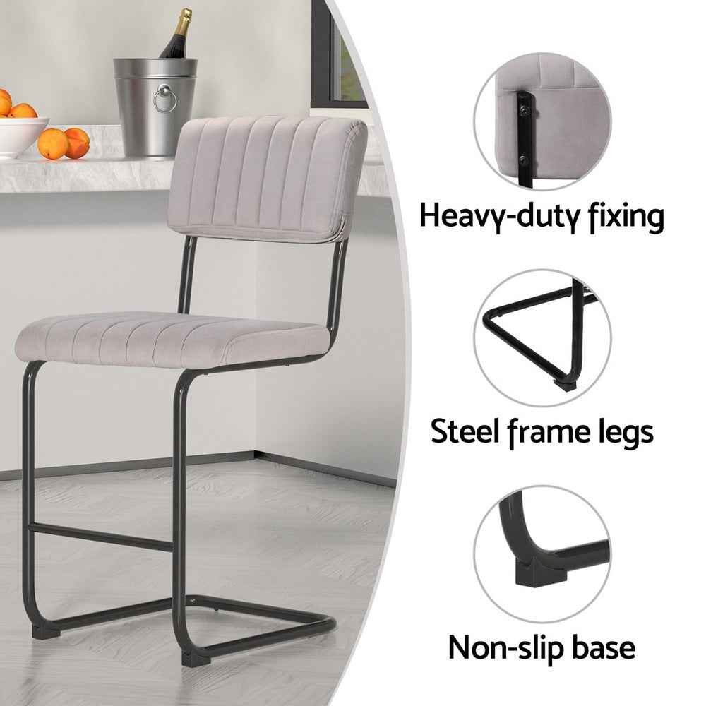 Artiss 4x Bar Stools Velvet Chairs Grey