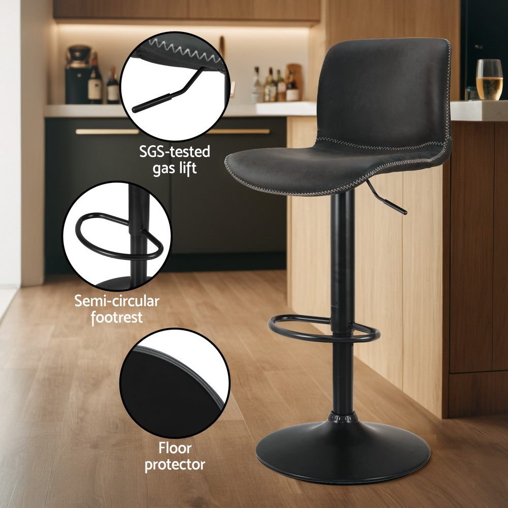 Artiss 4x Bar Stools Kitchen Swivel Gas Lift Chairs Black - VogueDecor.au